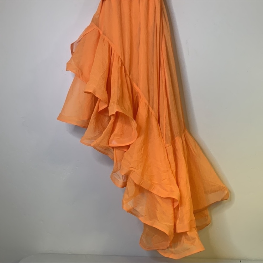 Elliate Maldives Ruffle Asymmetric Maxi Dress in Mango | Tangerine - Picture 10 of 12